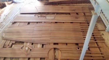 Teak deck sections produced by CNC machine