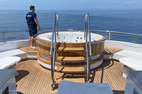 Teak deck on a mega yacht by Duca Solutions