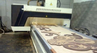 Production of deck inlays by CNC machine in progress