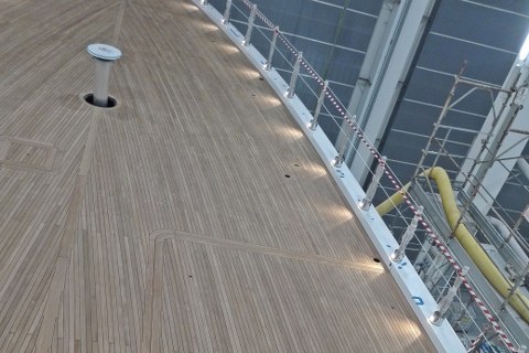 Teak deck with lights on yacht by Duca Solutions
