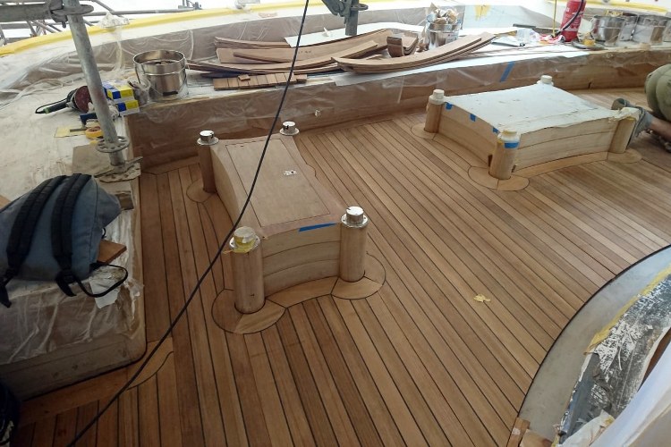 Replacing teak decks motor yacht by Duca Solutions