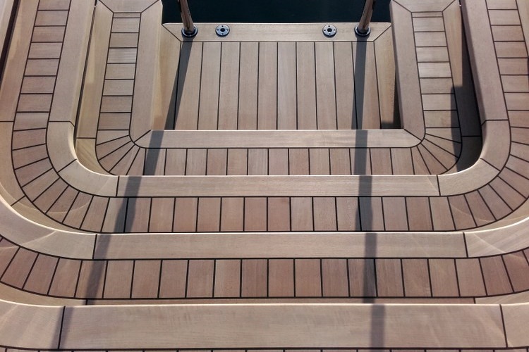 Stairs in teak on a super yacht by Duca Solutions