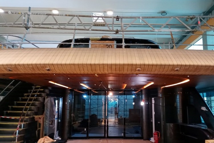 Aft teak cladding on a super yacht by Duca Solutions