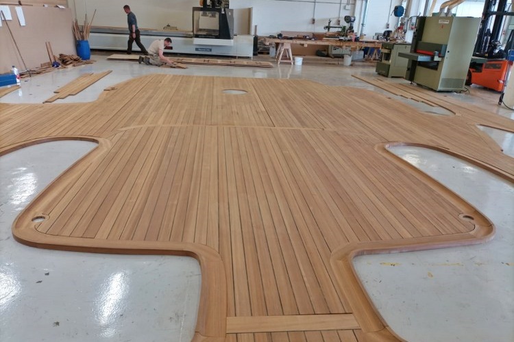 Custom marine teak decking panels by Duca Solutions