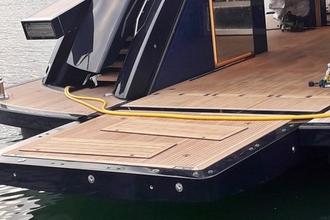 Teak deck on a mega yacht by Duca Solutions