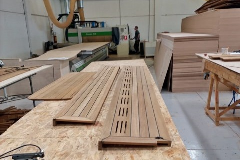 Teak grating for a super yacht by Duca Solutions