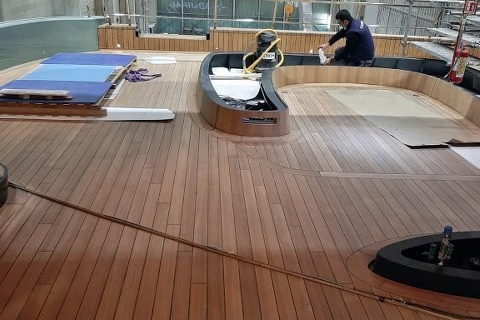 Fitting teak deck flooring by Duca Solutions