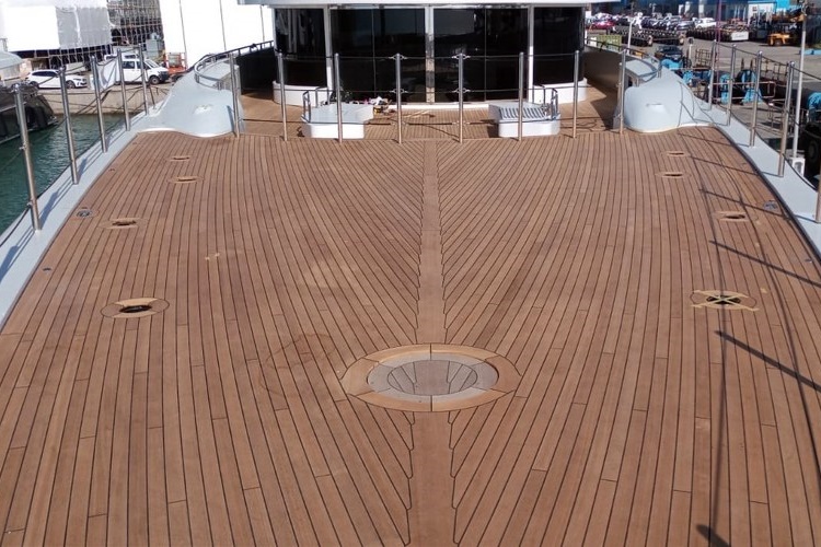 Super yacht teak deck on a mega yacht by Duca Solutions