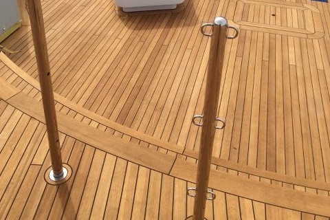 Teak cladding marine carpentry on a super yacht by Duca Solutions
