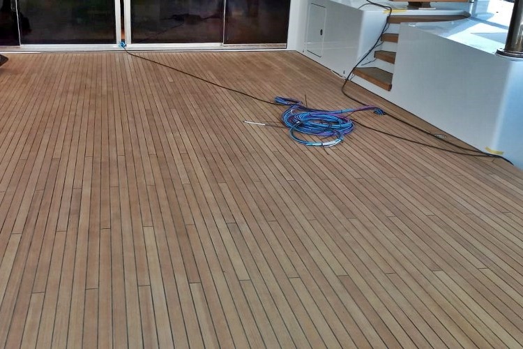 Teak cladding super yacht carpentry by Duca Solutions