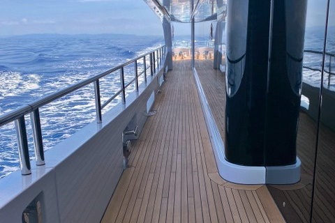 Exterior decking on super yacht by Duca Solutions