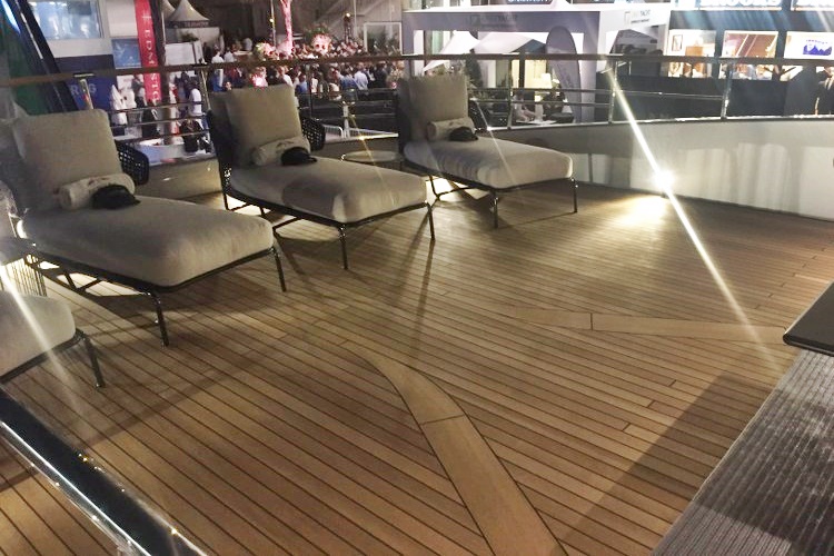 Teak deck on a motor yacht by Duca Solutions
