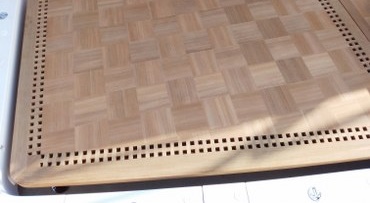 Custom table top in teak