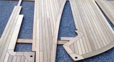 CNC produced teak deck sections