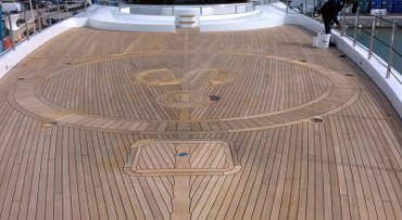 Teak on Helideck installed with inlays