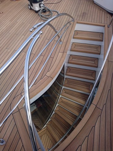 Deck and stairs laid with teak